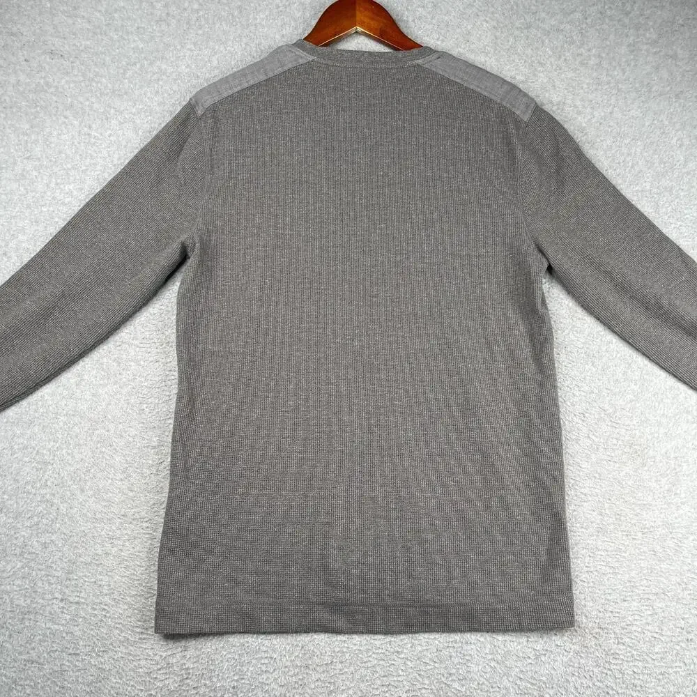 Banana Republic Long Sleeve Henley Casual Waffle Knit Gray Mens Medium